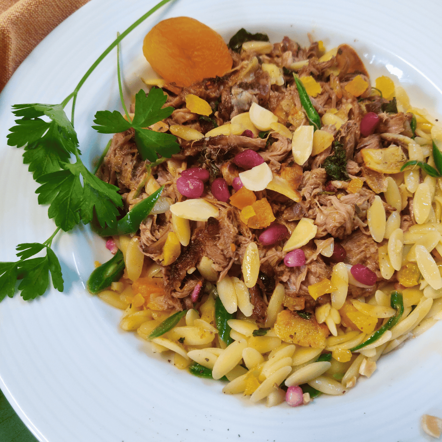 Pulled Moroccan Lamb with Orzo Pasta