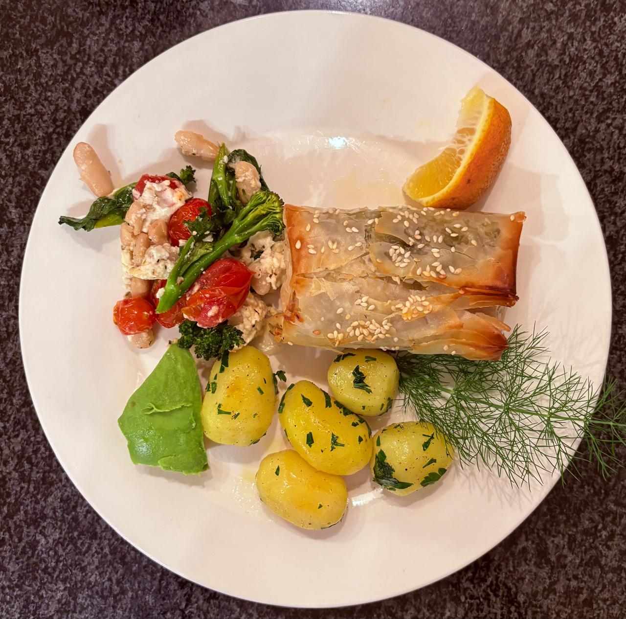 Salmon and Fennel Phyllo Parcel