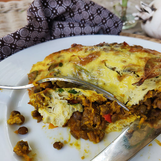 Lentil, Pumpkin and Red Pepper Bobotie
