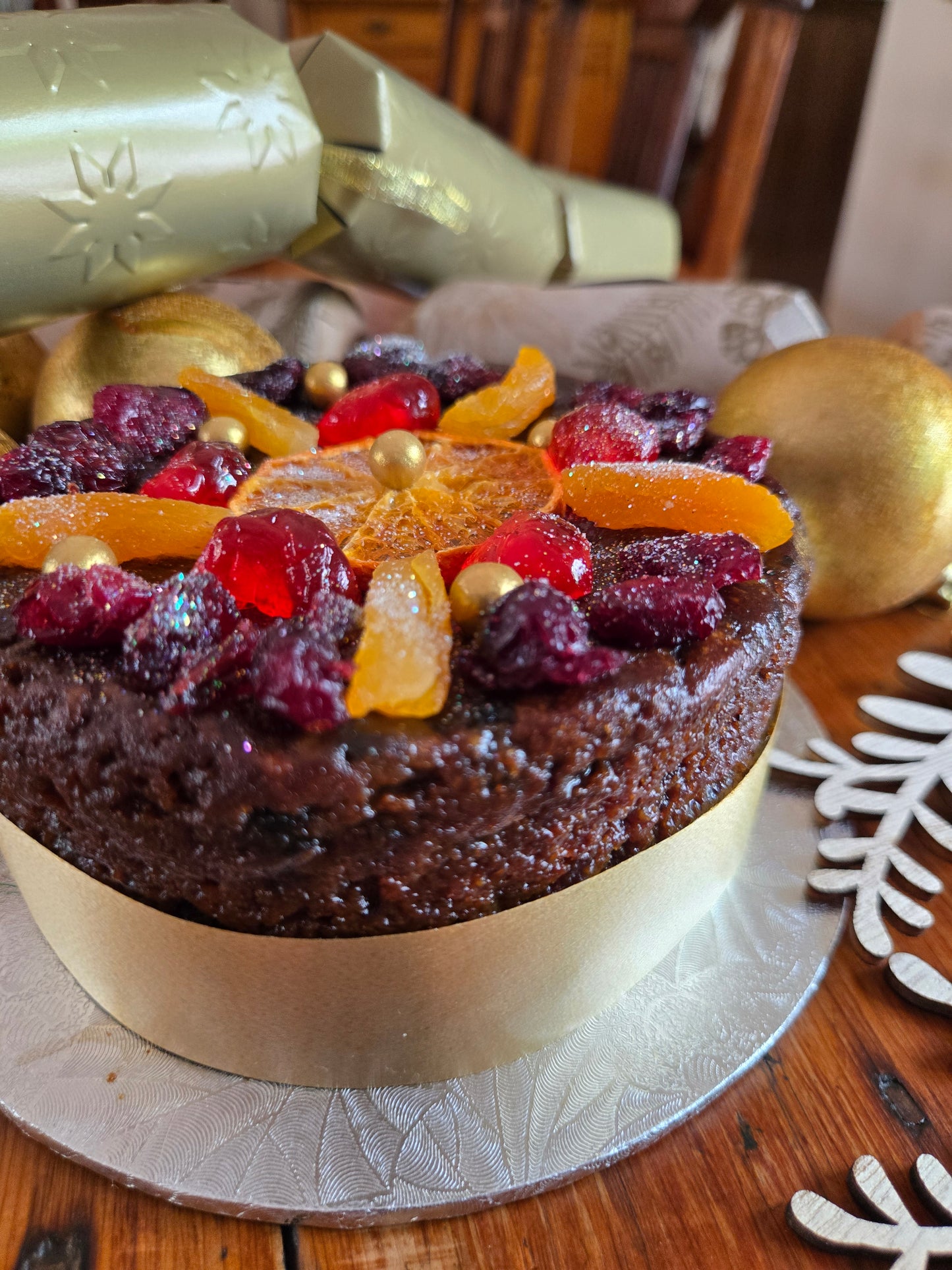 Christmas Cake topped with Glace Fruit