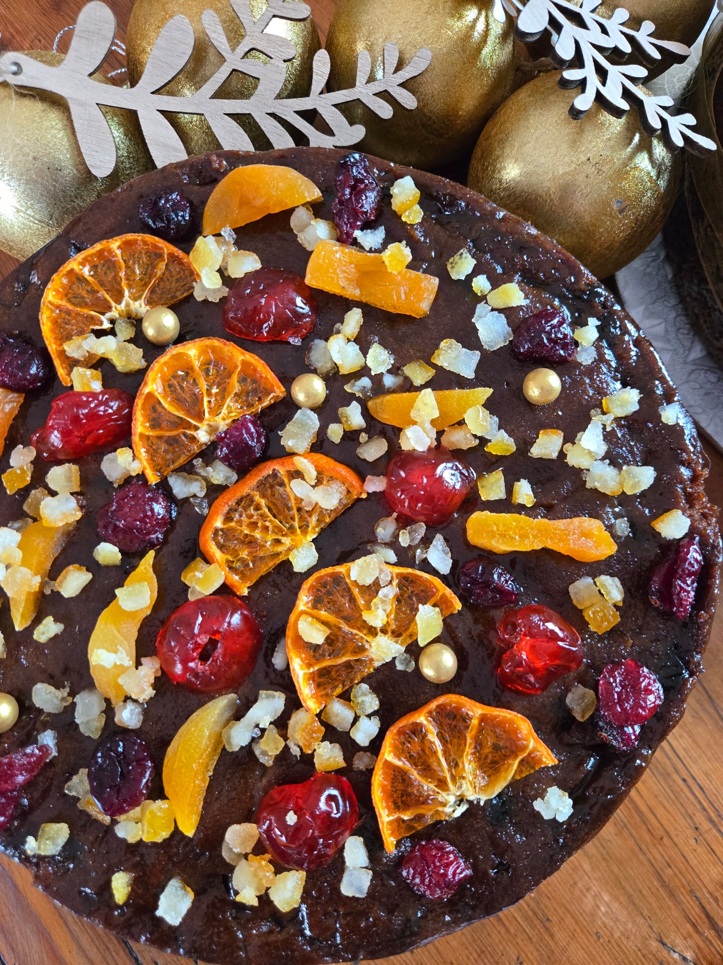 Christmas Cake topped with Glace Fruit