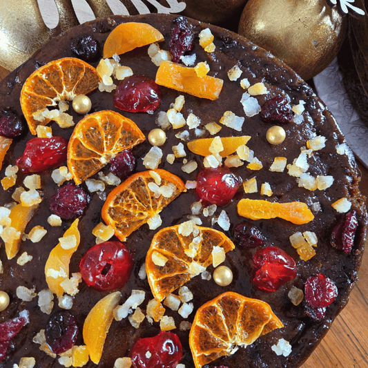 Christmas Cake topped with Glace Fruit