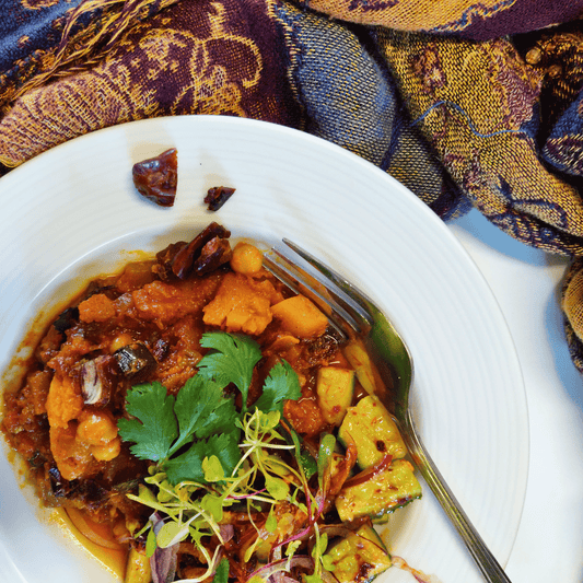 Brinjal, Chickpea and Date Tagine