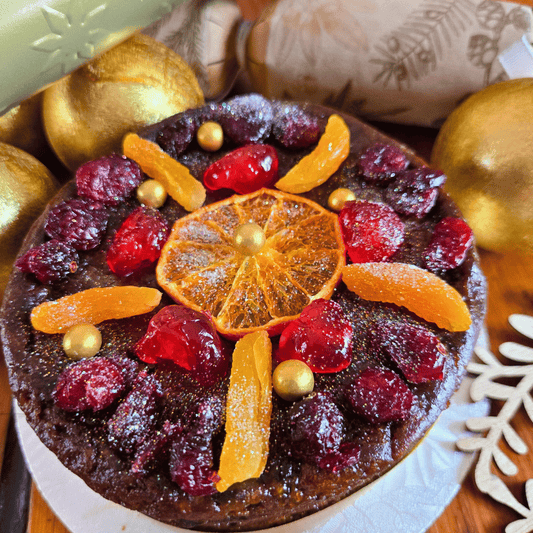 Christmas Cake topped with Glace Fruit