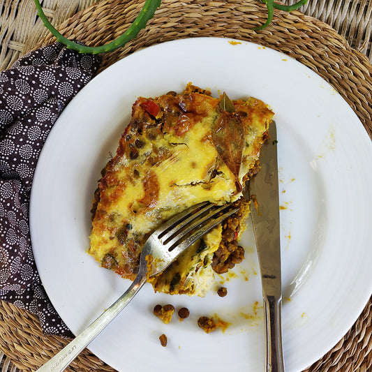 Lentil, Pumpkin and Red Pepper Bobotie