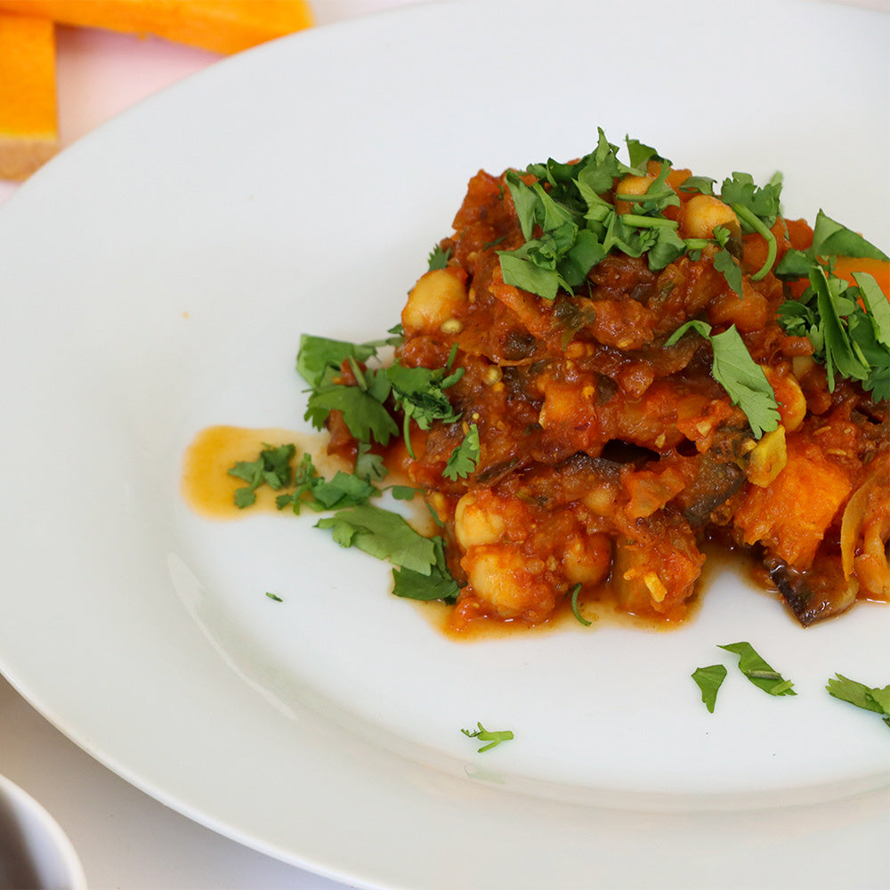 Brinjal, Chickpea and Date Tagine